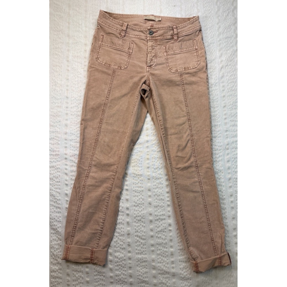 prAna Corduroy Pants Womens 4 Pink Straight Leg Organic Cotton Stretch
